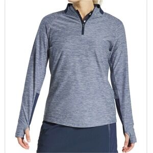 FootJoy Womens Navy Space Dye Quarter Zip Midlayer Pullover Size Large